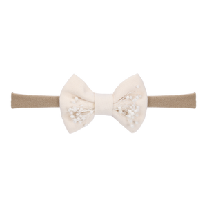 LINEN WITH DRIED BABY BREATHS BABY NYLON HEADBAND