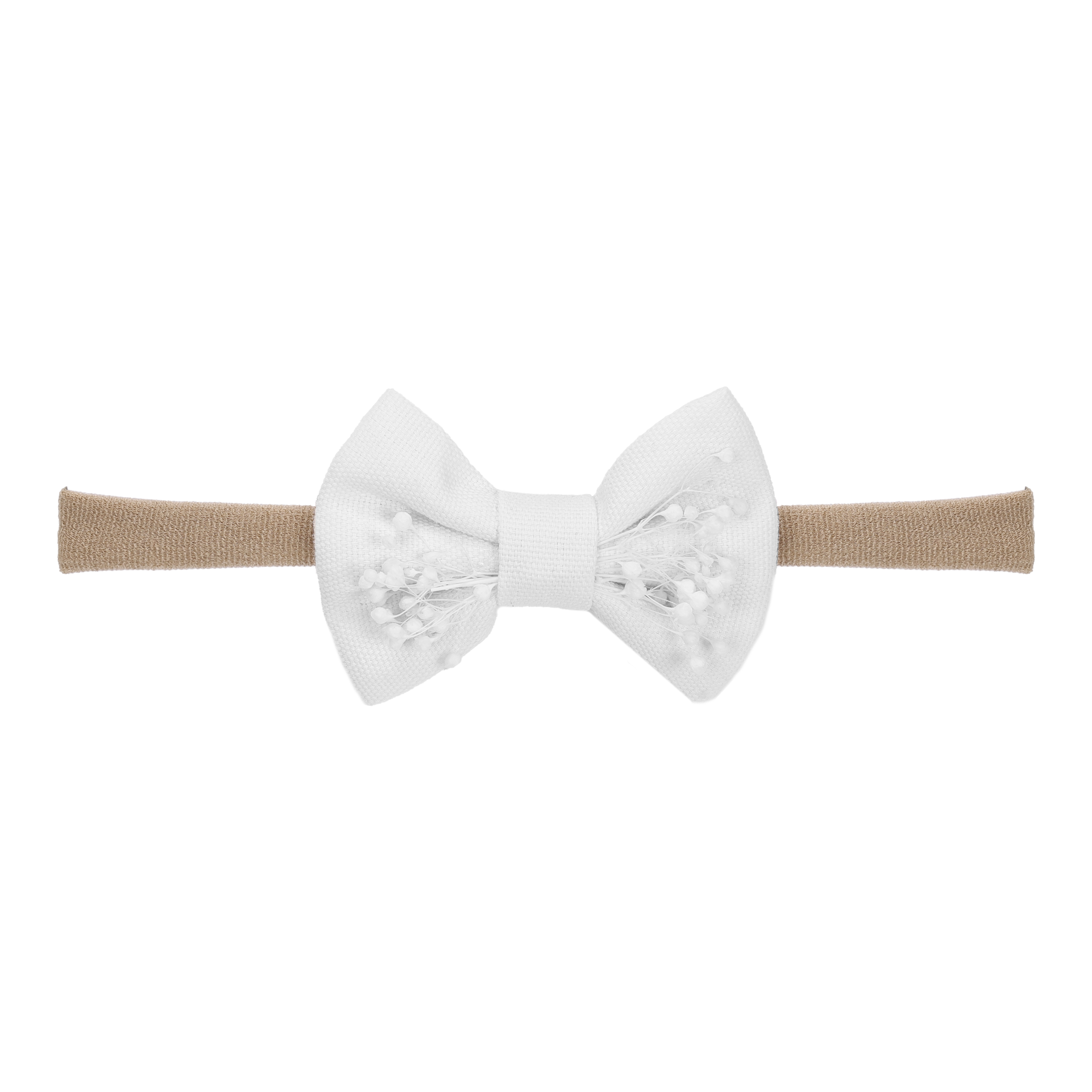 LINEN WITH DRIED BABY BREATHS BABY NYLON HEADBAND