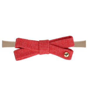 DENIM COLORED EMBROIDERY BABY BOW NYLON HEADBAND