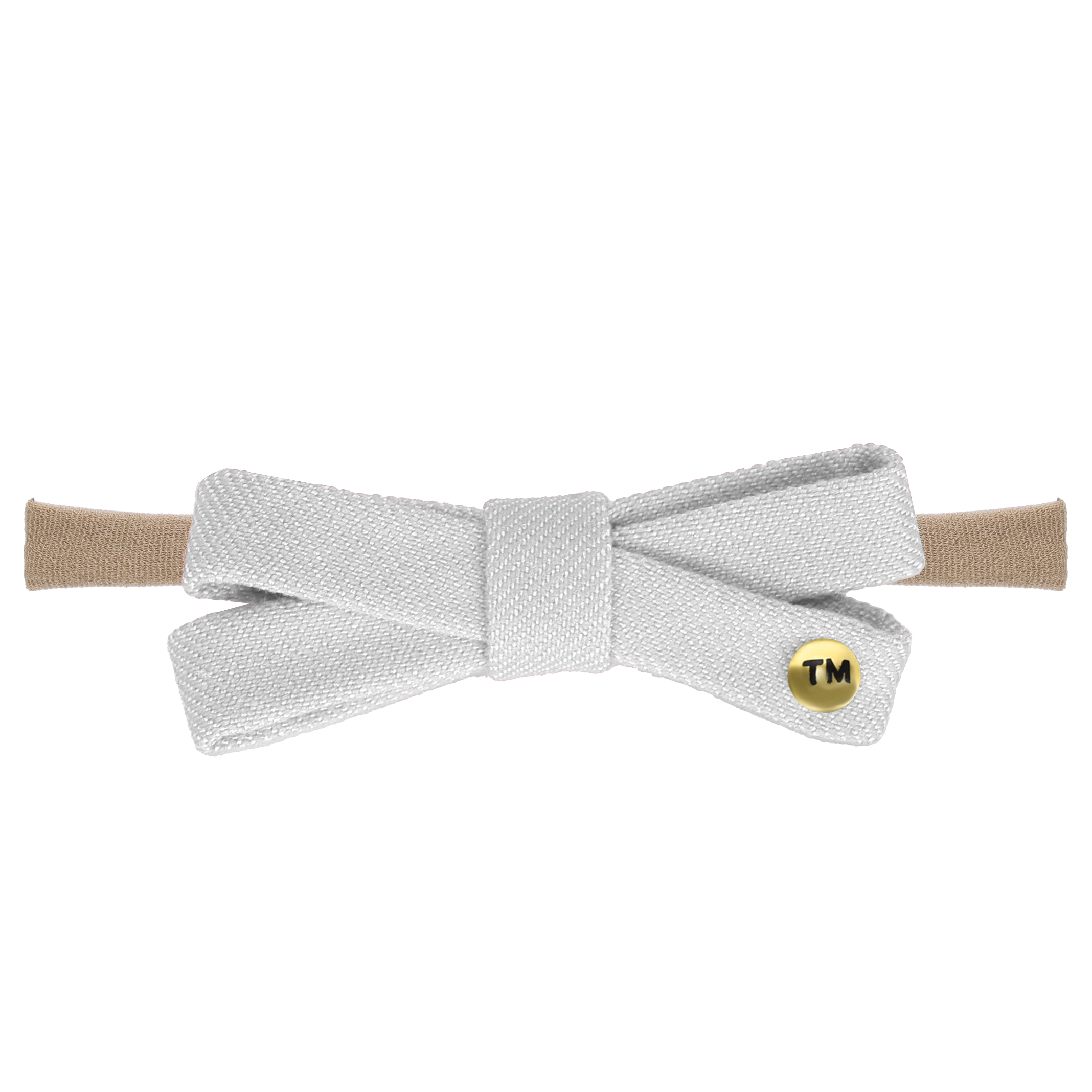 DENIM COLORED EMBROIDERY BABY BOW NYLON HEADBAND