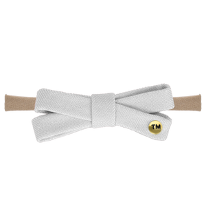 DENIM COLORED EMBROIDERY BABY BOW NYLON HEADBAND