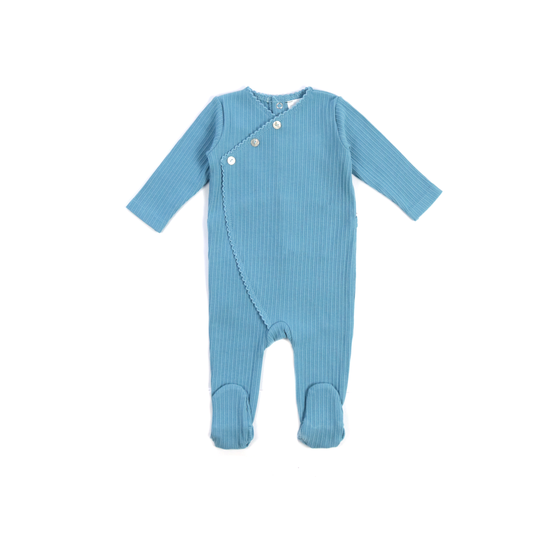 L’oliva Multi Stripe Ribbed Footie + Bonnet