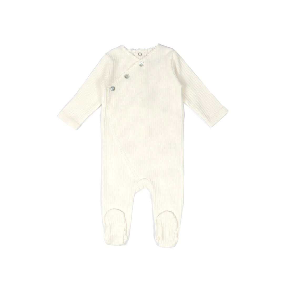 L’oliva Multi Stripe Ribbed Footie + Bonnet