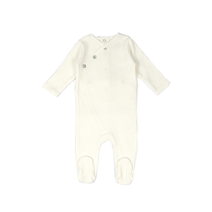 L’oliva Multi Stripe Ribbed Footie + Bonnet