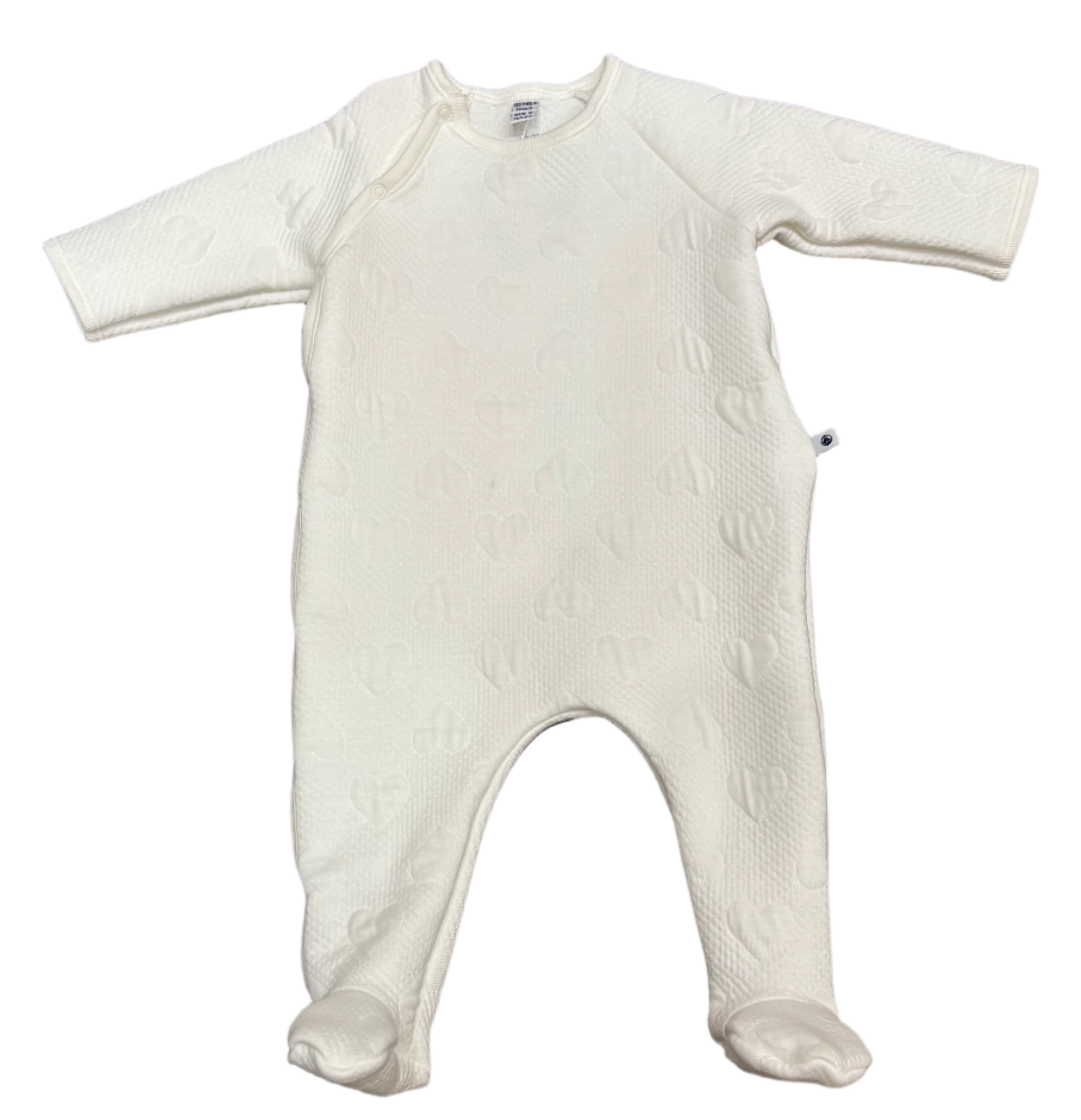 White baby onesie with textured pattern on a transparent background
