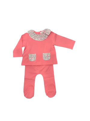 La Mascot Coral Floral Trim 2pc + Bonnet