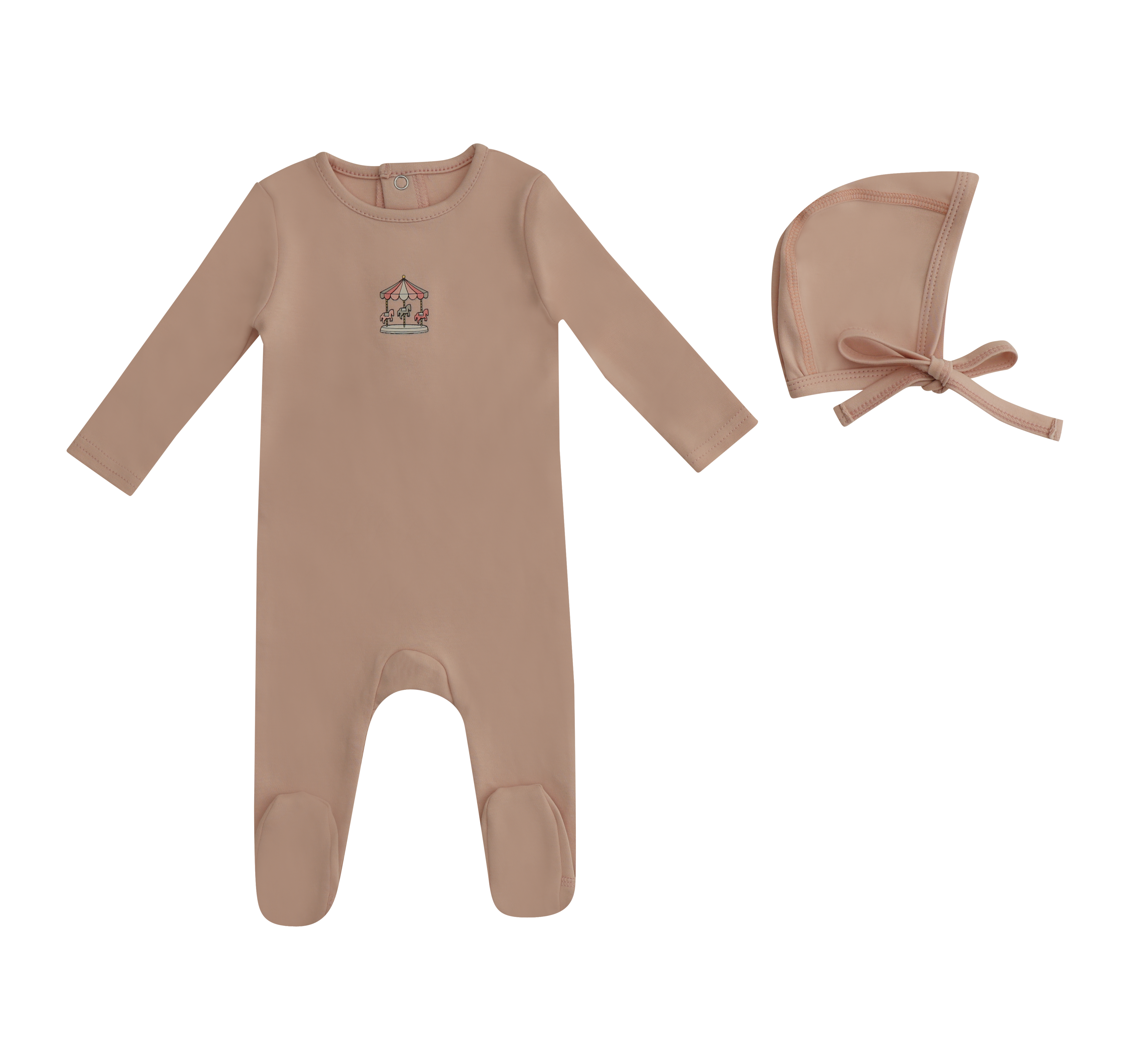 Mini Label Girls Pink Mini Merry Footie + Hat