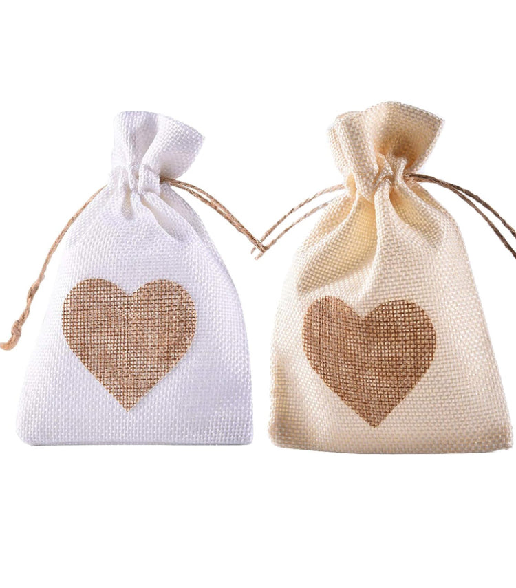 Burlap Heart Pouch Bag