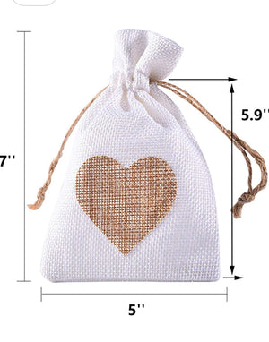 Burlap Heart Pouch Bag