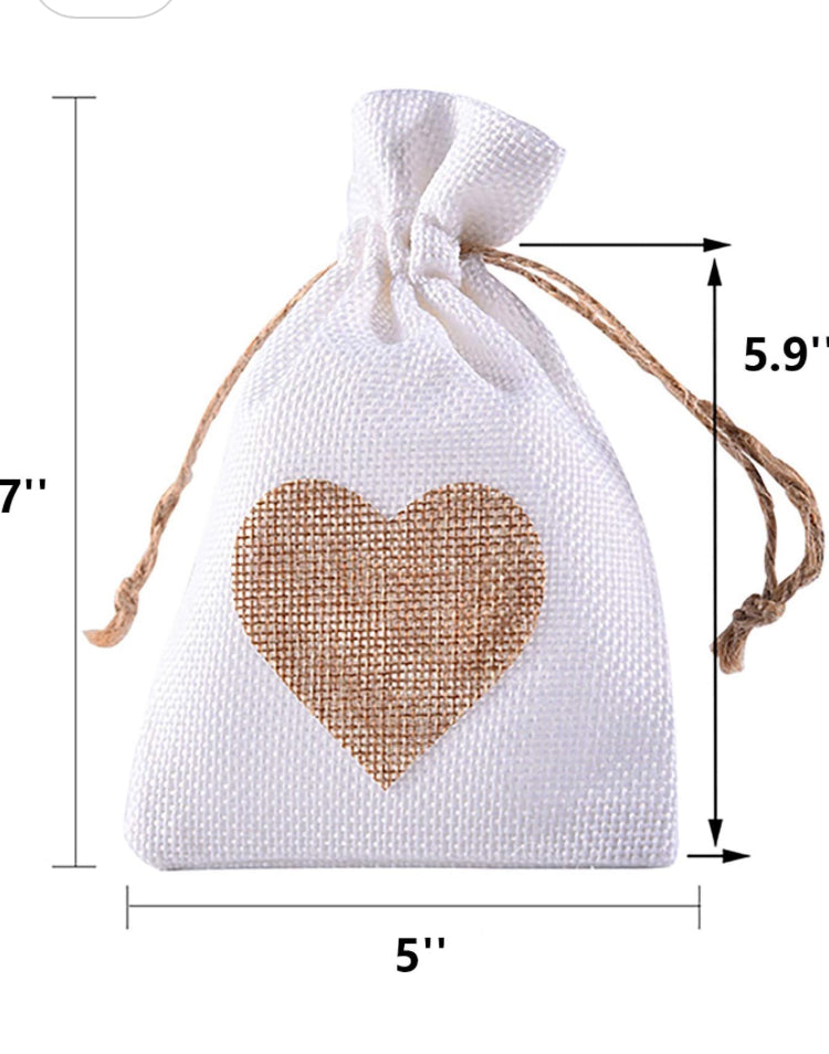 Burlap Heart Pouch Bag