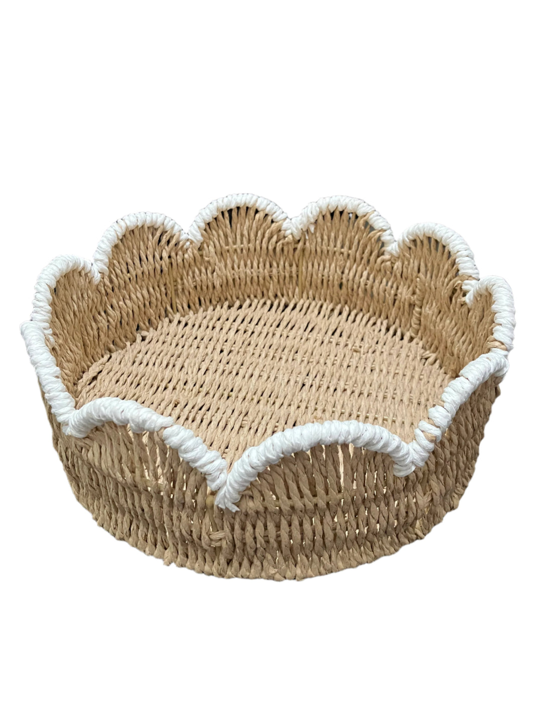 TWO-TONE Rattan Scalloped Gift Basket