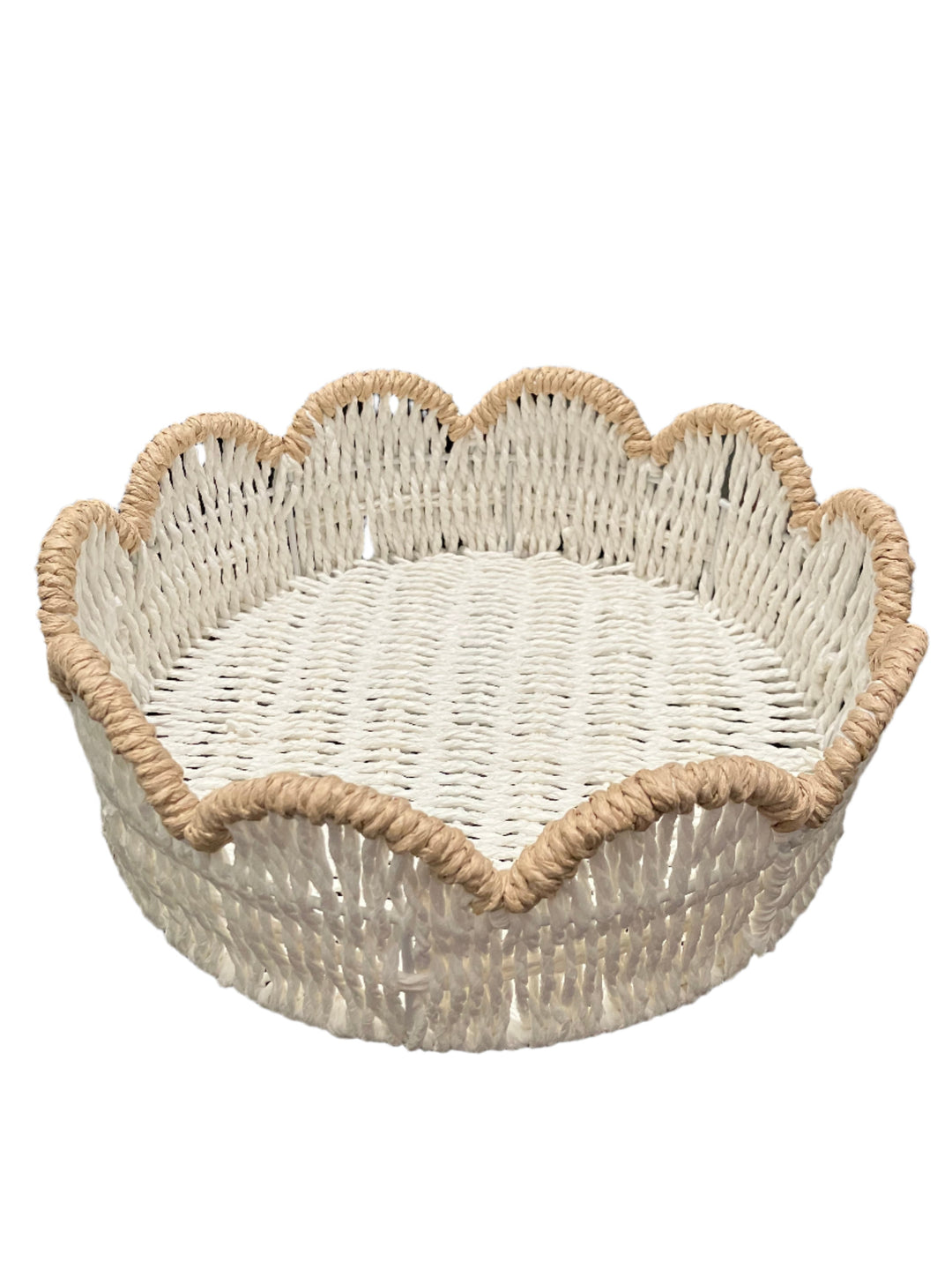 TWO-TONE Rattan Scalloped Gift Basket