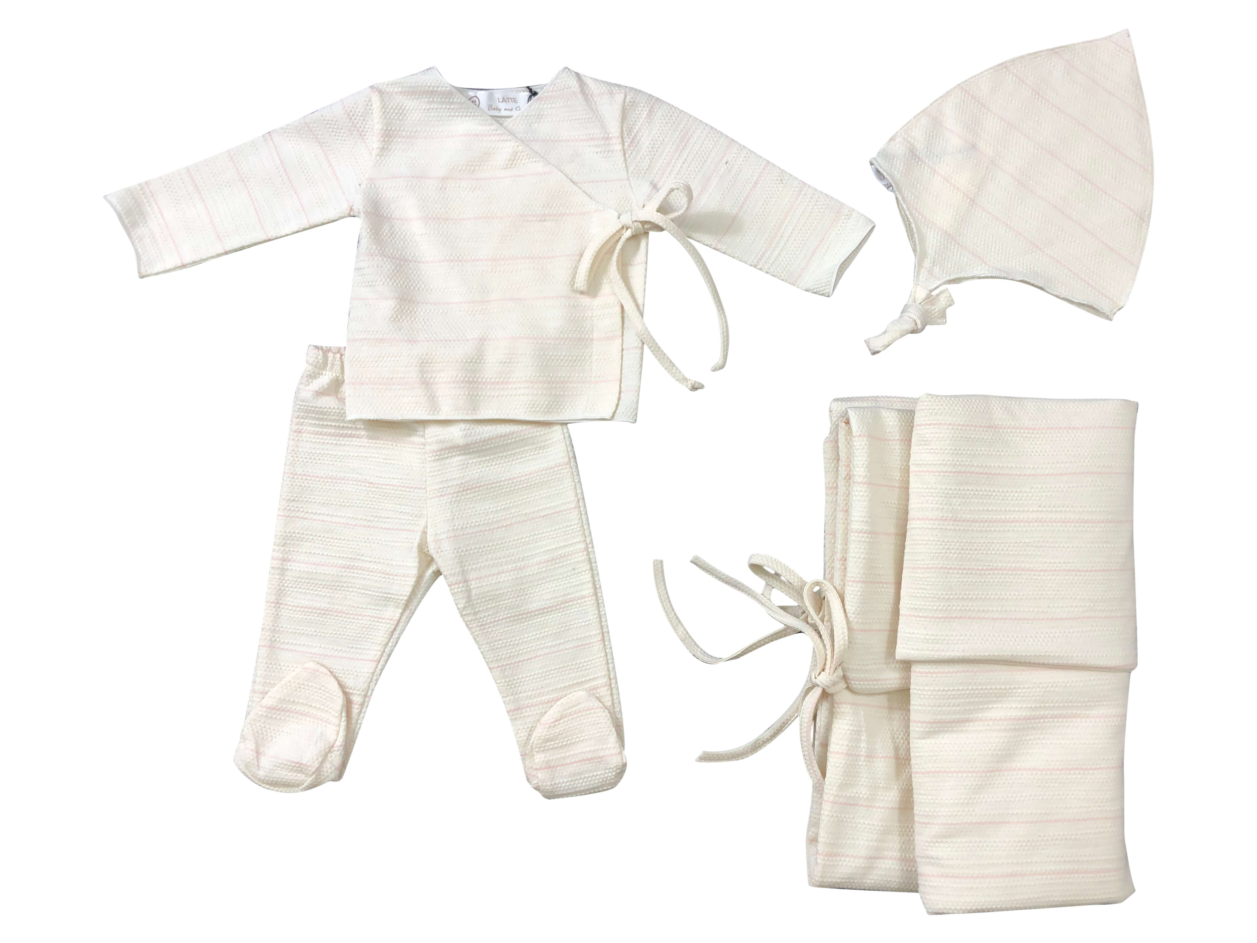 LATTE Baby and Child Stripped Knit Ties Layette Set | Best Baby Shower Gift