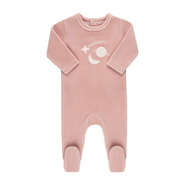 Ely's & Co Dusty Pink Velour Celestial Footie