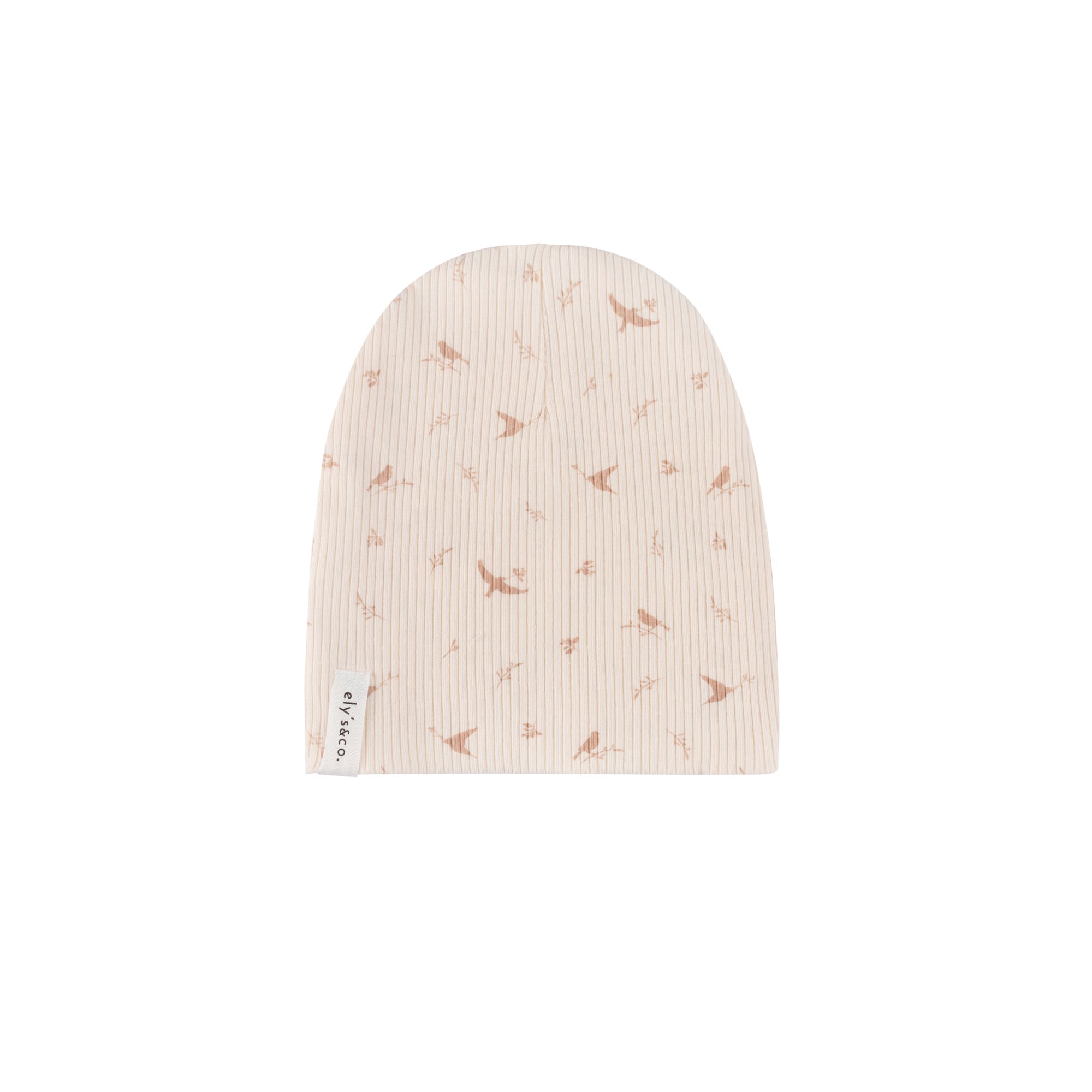 Ely's & Co Ribbed Bird Pink/Cream - Beanie