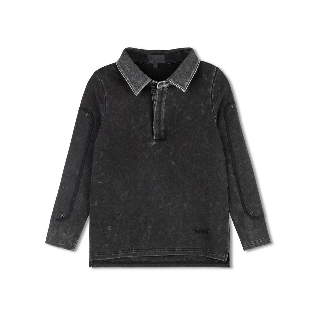 Byke Black Wash Denim Patch Polo
