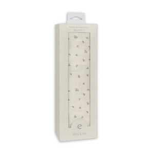 Ely's & Co Floral Embroidered Collar Collection Muslin Swaddle Soft Cotton Baby Swaddle Blanket Embroidered Floral Collar Design