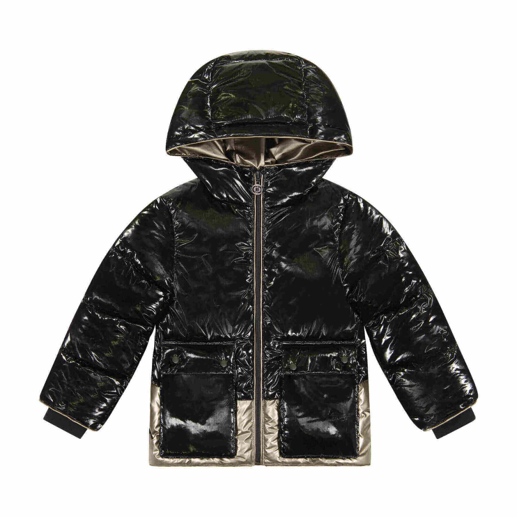 Cozy Coop Metallic Piping Jacket - Black/Oatmeal
