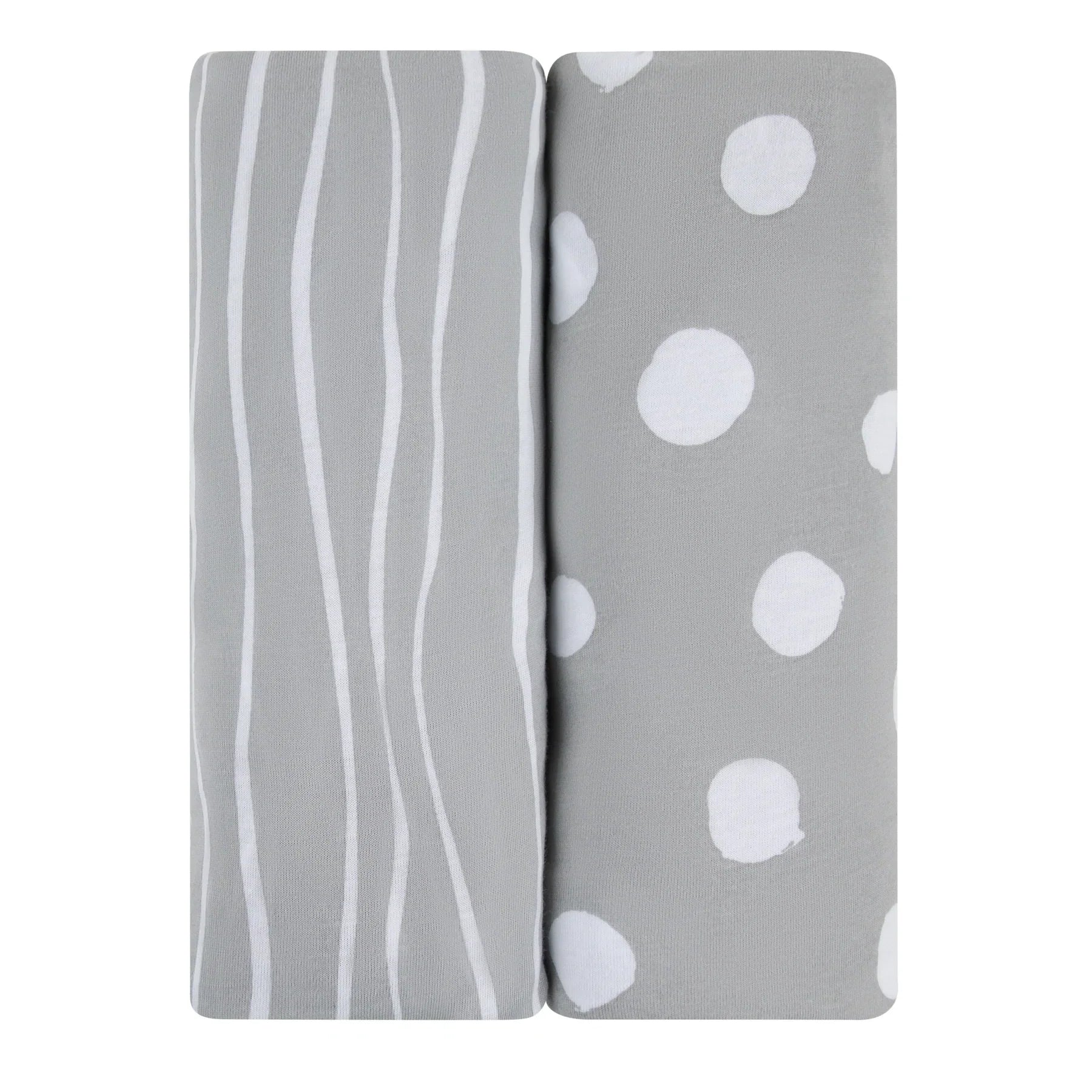 Ely's & Co Grey Abstract Stripes | Dots 2 Pack Bassinet Sheets