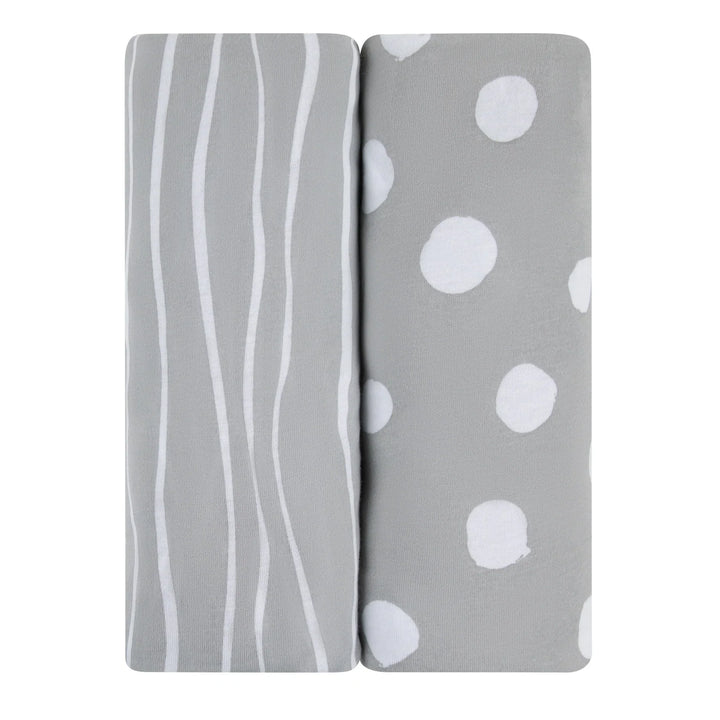 Ely's & Co Grey Abstract Stripes | Dots 2 Pack Bassinet Sheets