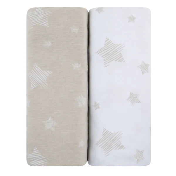 Ely's & Co Drawn Tan Star 2 Pack Crib Sheet Set