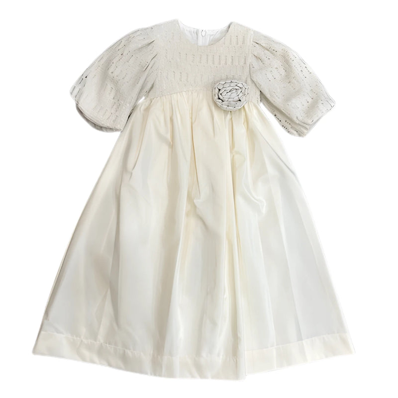 Jouet Baby and Toddler Cream Organic Woven Cotton Maxi Dress Boutique Designer Heirloom Portrait Apparel