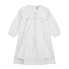 Jouet Baby and Toddler Short Sleeve Organic Cotton Dress with Oversized Bow Boutique Designer Portrait Apparel
