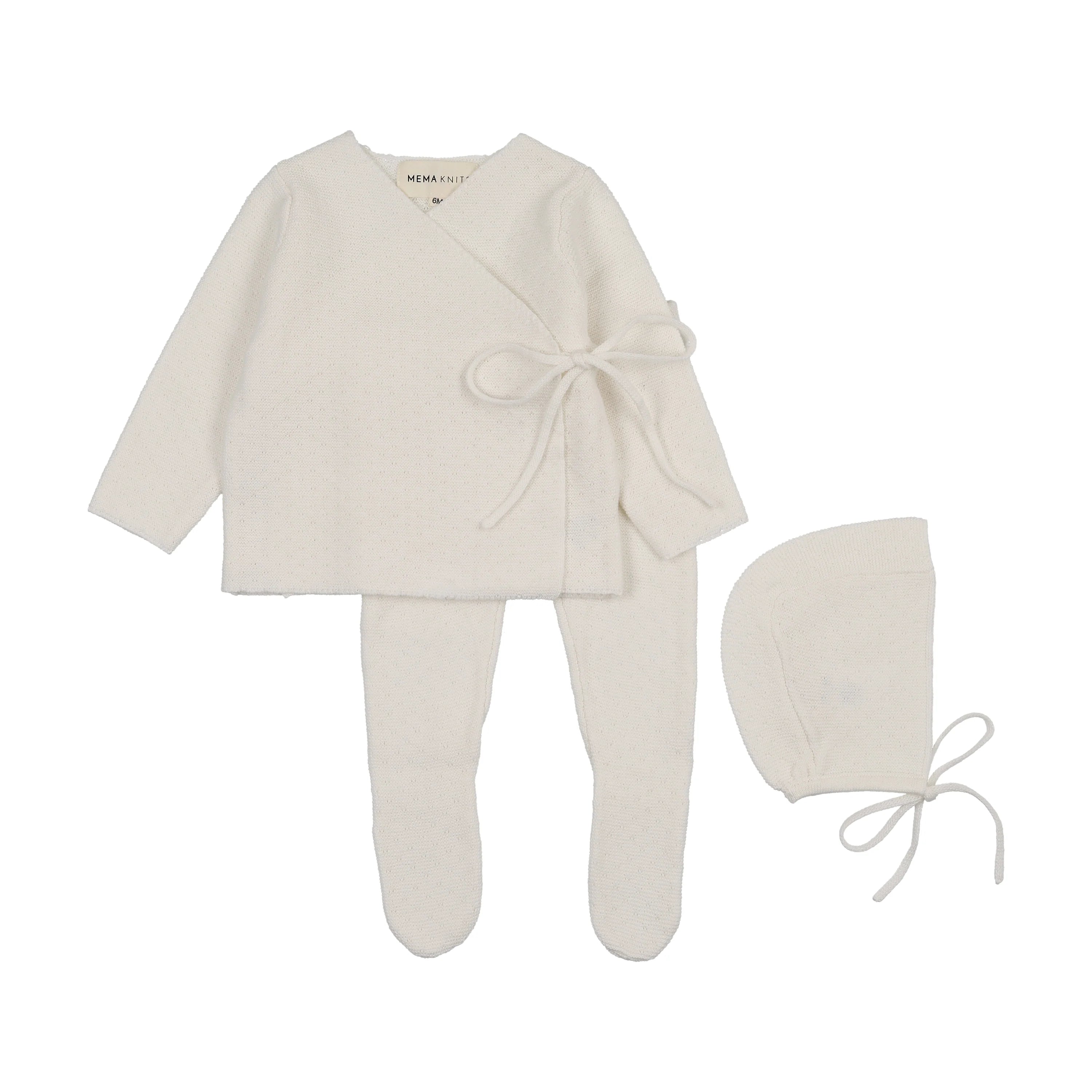 Mema Knits knit bris set with bonnet