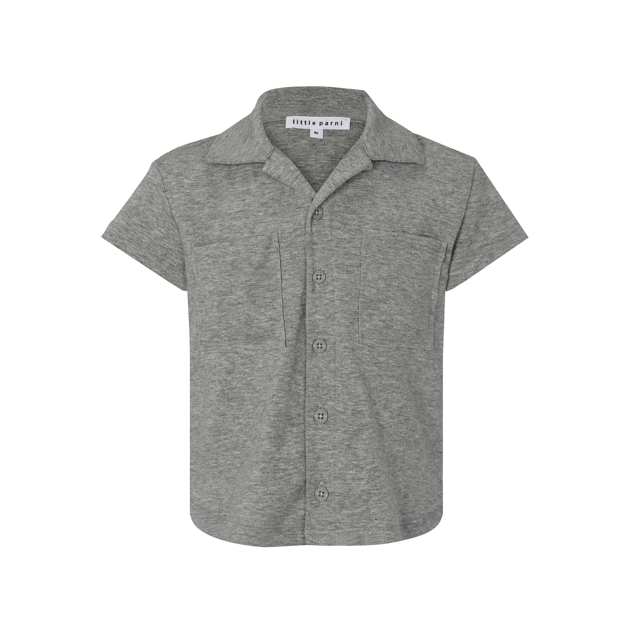 Little Parni - Grey Ribbed Boys Button Down Shirt | K238