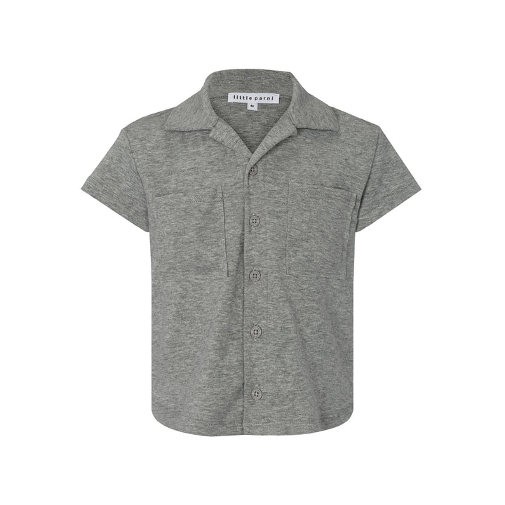 Parni Grey Ribbed Boys Button Down Shirt