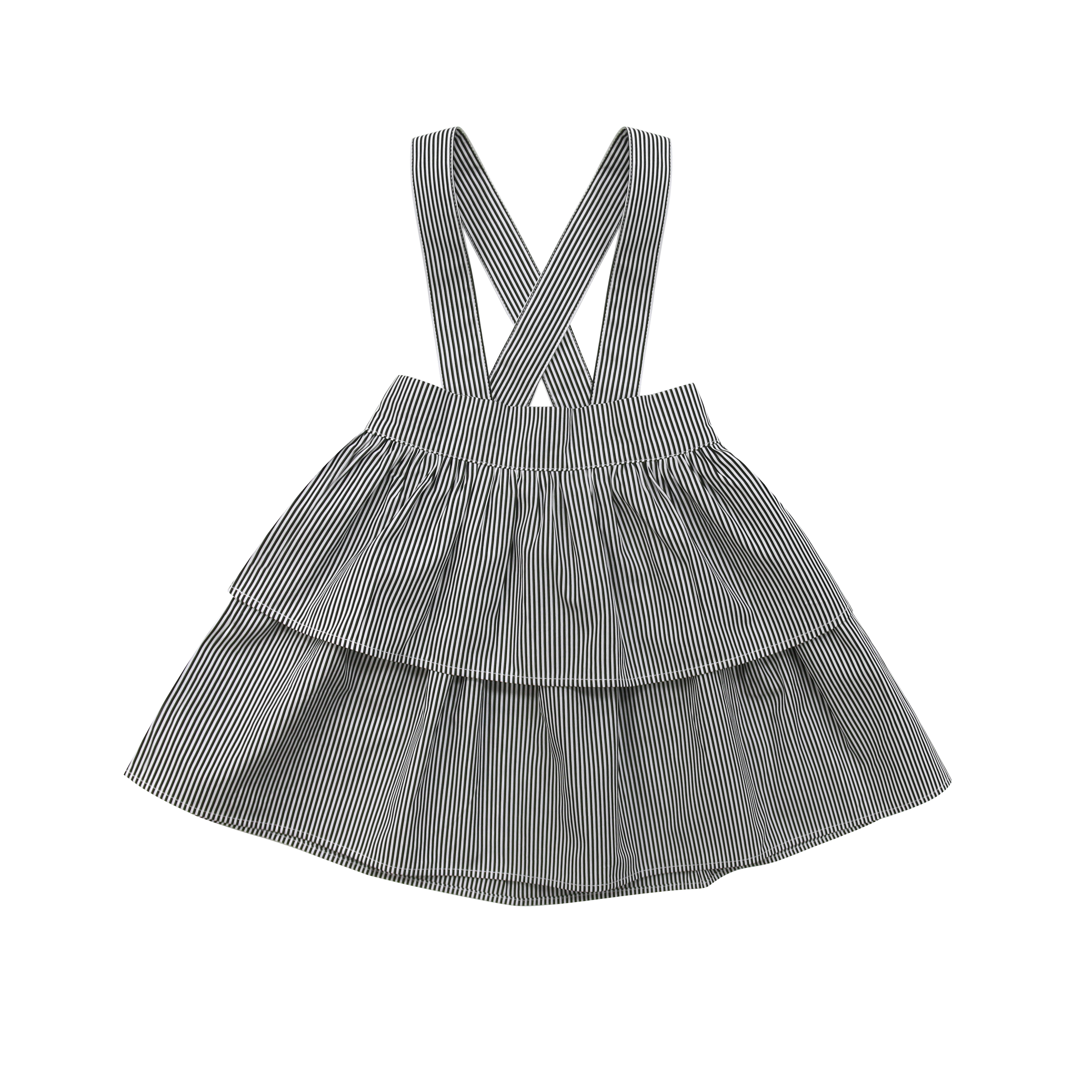 Parni Black and White Stripe Tiered Skirt