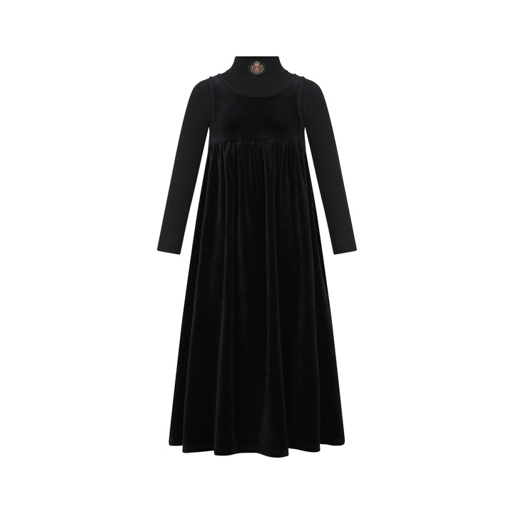 Parni Black Velour Maxi Dress