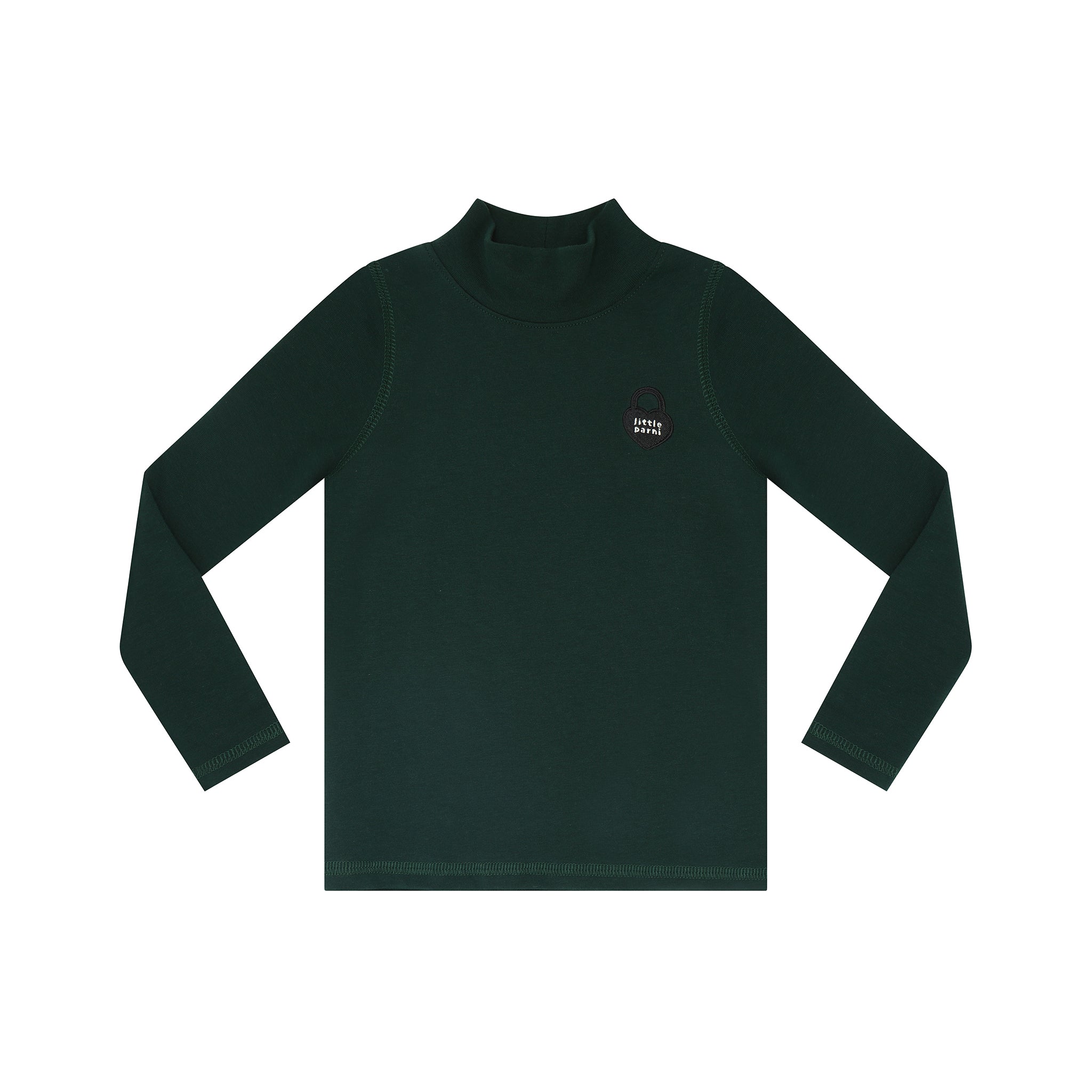 Parni Green Solid Mockneck with Heart Logo