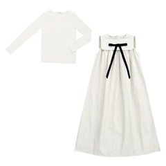 parni ivory taffeta maxi bow jumper