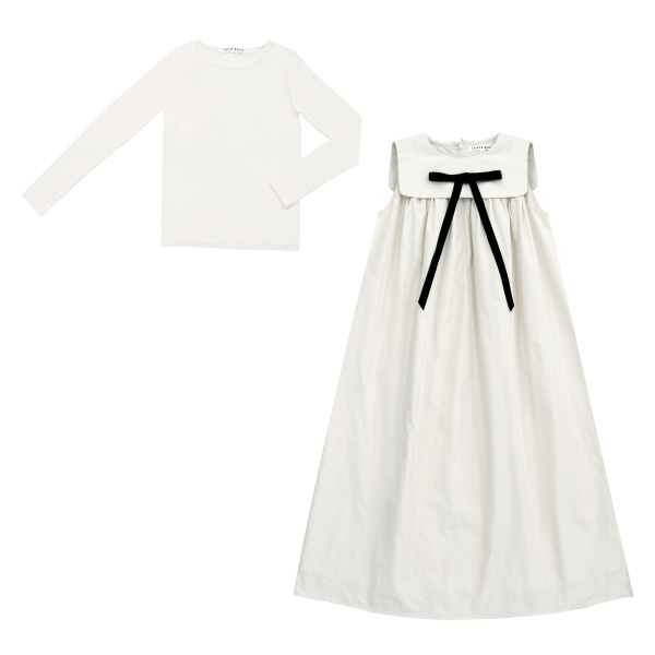 parni ivory taffeta maxi bow jumper
