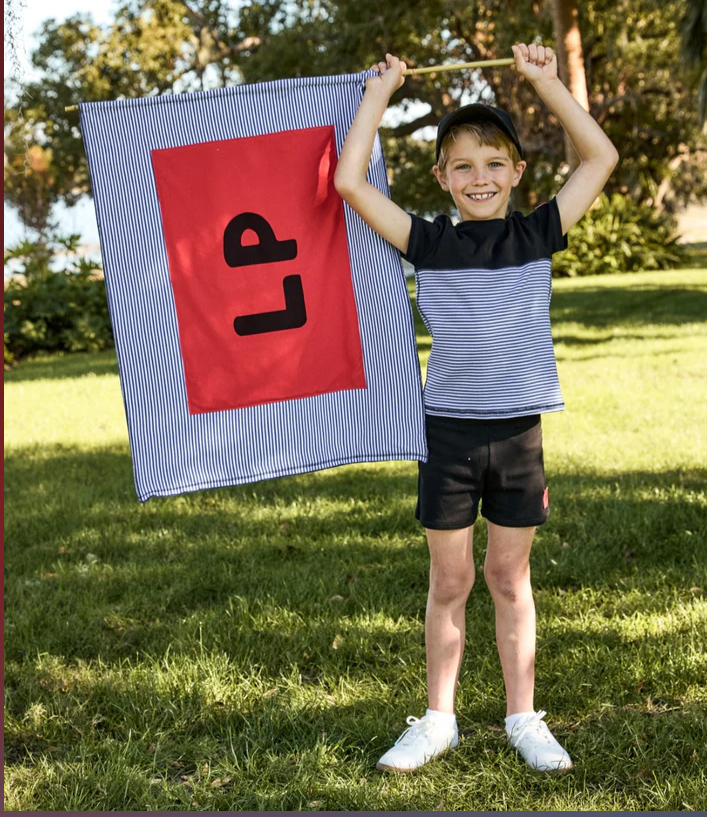 Little Parní – K625 Striped Boys Crewneck T-Shirt (Royal Blue/White)