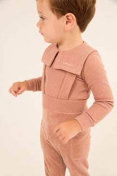 Little Parni – Embroidered Collar Velour Overall Set | Pink