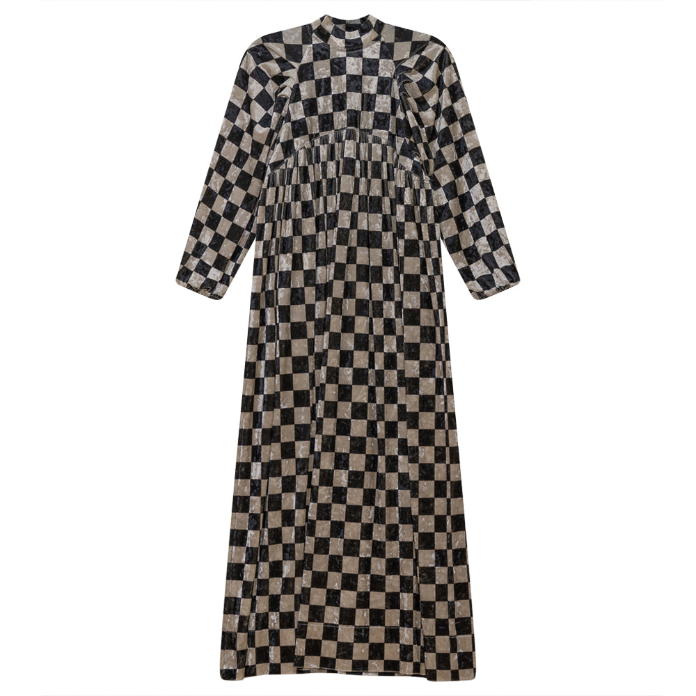 vue marelle black ivory checkered dress