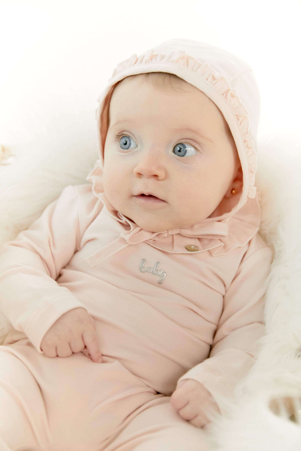 KIPP Baby Ruffled Bonnet - Blush