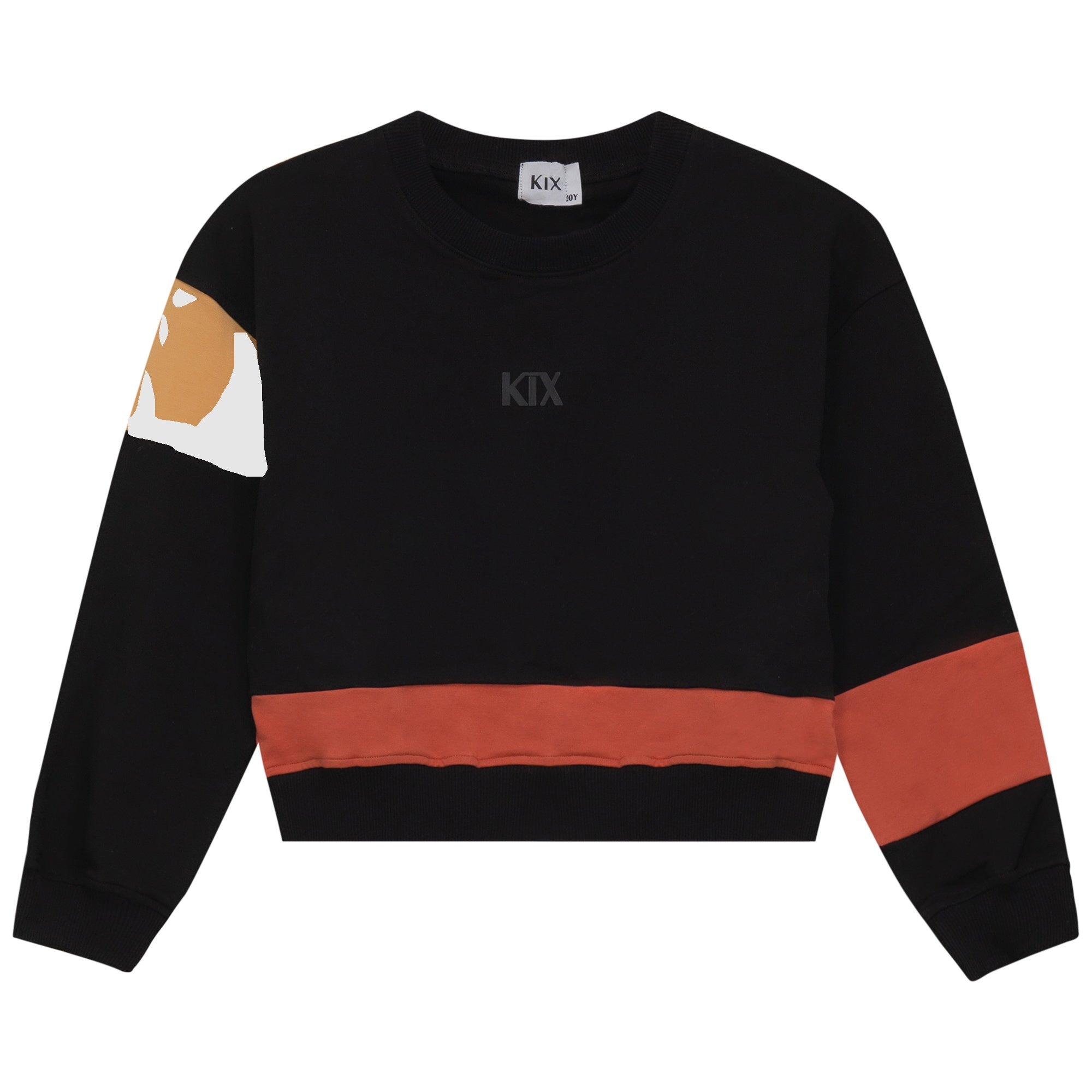 Kix Colorblock Sweat Top – Black/Rust Unisex Sweatshirt