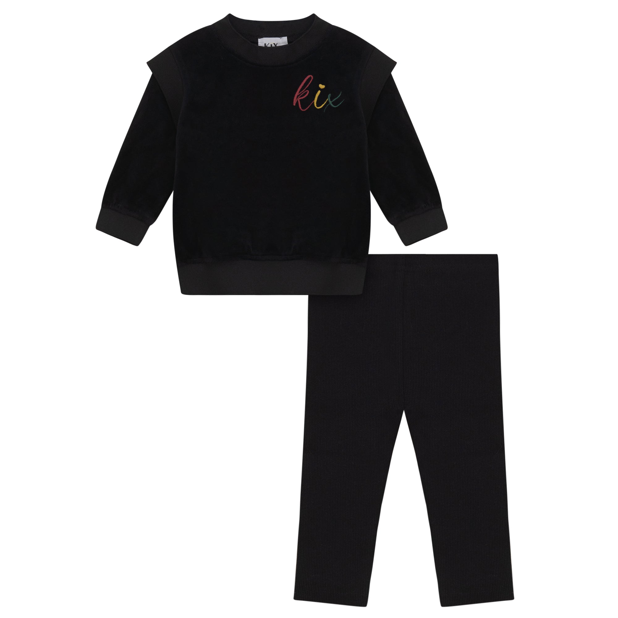 Kix Baby Boy Black Rib Edge Velour Set