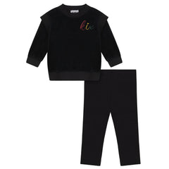 Kix Baby Boy Black Rib Edge Velour Set