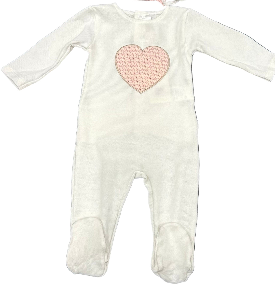 Baby Knit Footie with Heart Print