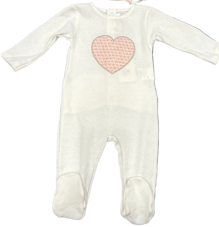 Baby Knit Footie with Heart Print