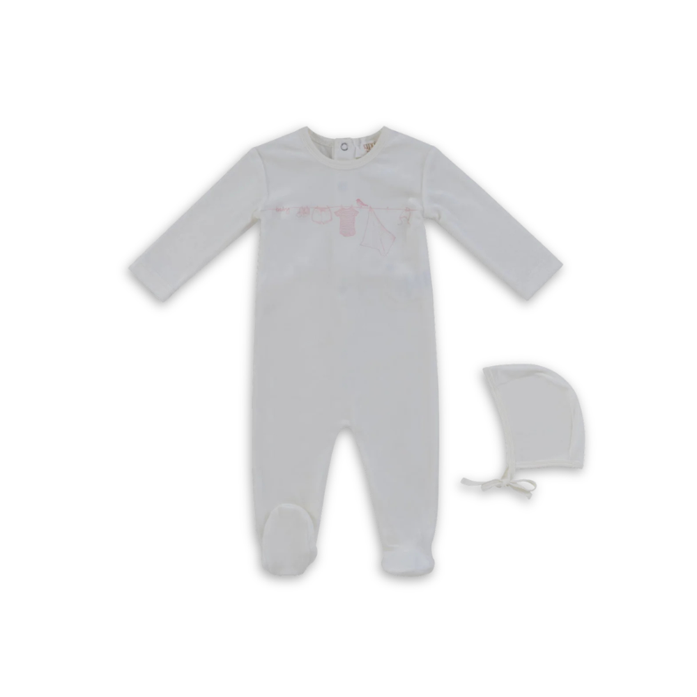 Kipp Baby Spring Velour Footie and Hat Soft Velour Baby Outfit Cozy Design