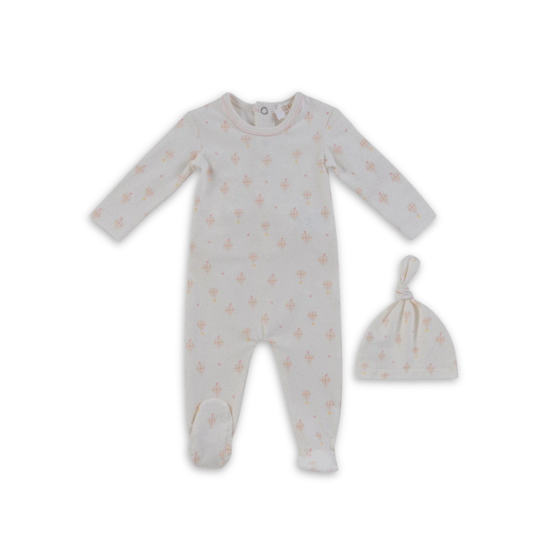 Kipp Baby Up and Away Footie and Hat Soft Cotton Baby Outfit Airplane Print Design