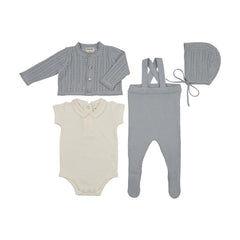 Bee and Dee Knit Ensemble Dusty Blue Soft Knit Baby Outfit Classic Cozy Set