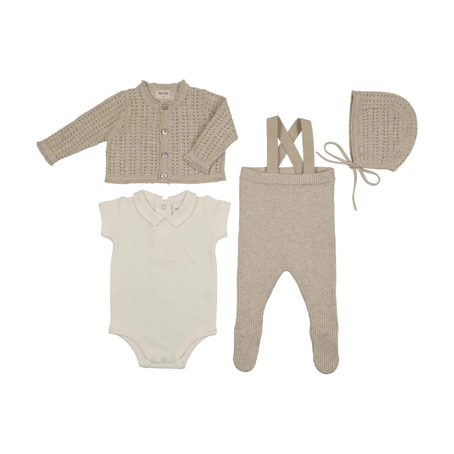Bee and Dee Knit Ensemble Oat Soft Knit Baby Outfit Classic Cozy Set