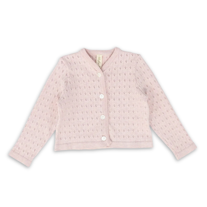 Bebe Jolee Knit Pointelle Buttoned Cardigan Soft Cotton Baby Cardigan Delicate Pointelle Knit Design