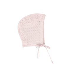 Bebe Jolee Knit Pointelle Tied Bonnet Soft Cotton Baby Bonnet Delicate Pointelle Knit Design